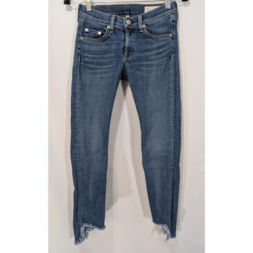rag & bone Ankle Skinny Jeans Blue‎ Mid Rise Raw Hem Women’s Size 25
